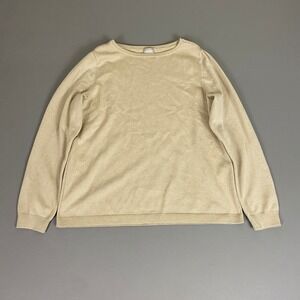 CHICOS Sweater Women's Size 1 U Medium Gold‎ Metallic Knit Long Sleeve Rayon